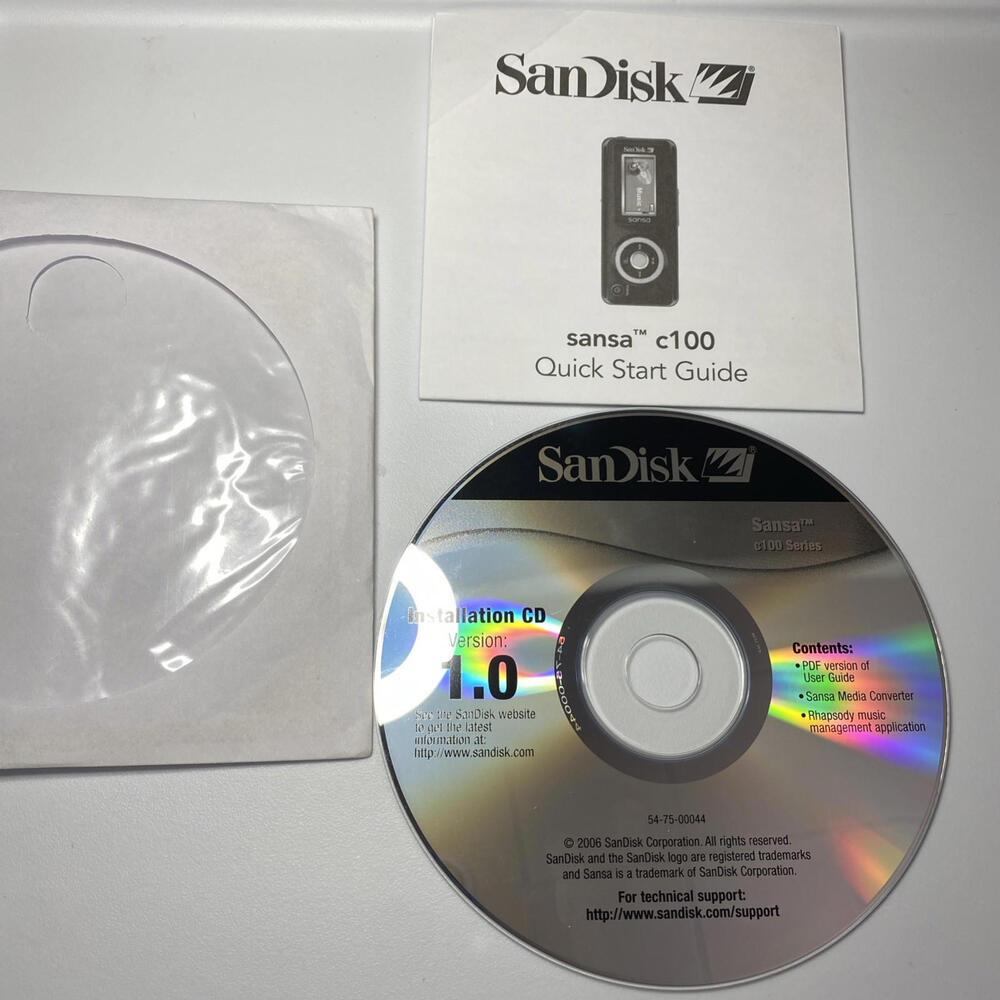 SANDISK SANSA C200 Series Installation Disc Ver 1.0. 80-90-00211